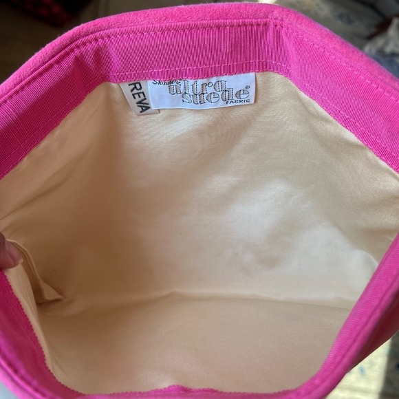 Reva Pink Ultrasuede Envelope Shoulder Bag Vintage Designer Evening Purse - Picture 4 of 6
